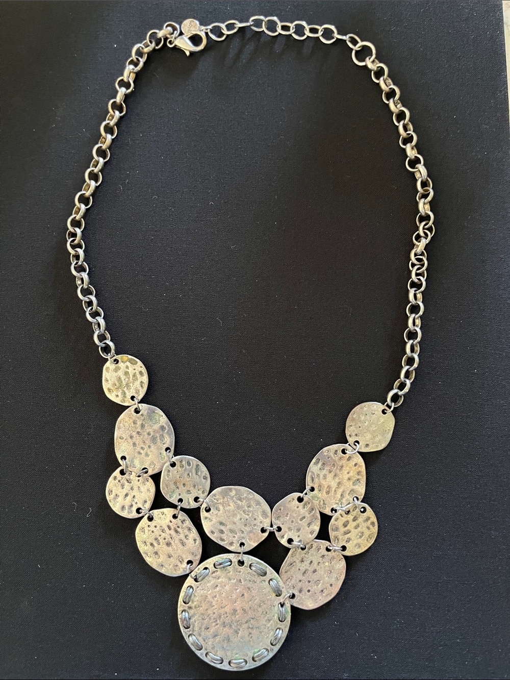 Ruby Rd. Hammered Multi-Disc Necklace in Silver